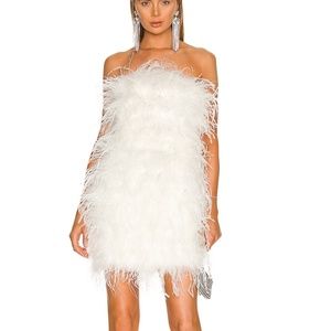 CUSTOM Ostrich Feather White Mini Dress
